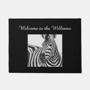 Monogrammed zebra door mat