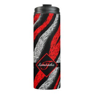 Monogrammed Zebra Pattern Thermal Tumbler