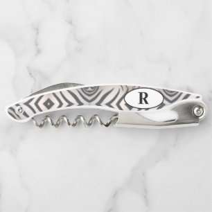 Monogrammed Zebra Striped Corkscrew