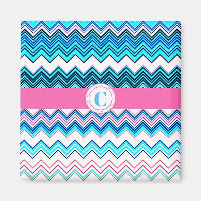 Monogrammed ZigZag Pattern Magnet (Front)