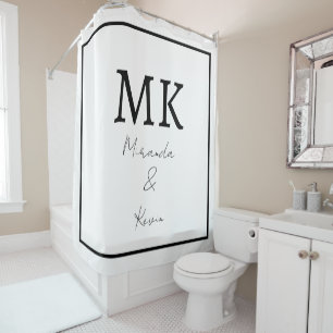 Monograms Black White Modern Minimal Stylish  Shower Curtain