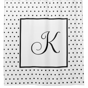 Monograms Black White Polka Dots Modern Minimal Shower Curtain