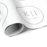 Monograms Dusty Blue Elegant Minimalist Wedding Wrapping Paper<br><div class="desc">Printed with monogram initials for couples in custom dusty blue colour great for weddings,  engagements,  anniversay etc (which you can edit,  change and personalise) in simple,  elegant design!</div>
