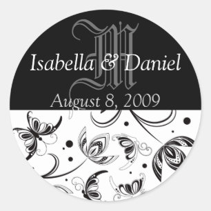 Monograms For Weddings Damask Stickers