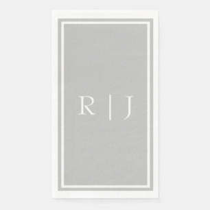 Monograms Grey Grey White Classy Trendy Wedding Napkin