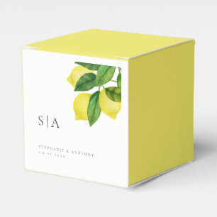 Monograms Lemon Citrus Branch Greenery Wedding    Favour Box