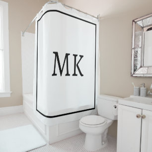 Monograms Name Black White Custom Colour Modern Shower Curtain