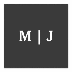 Monograms Name Black White Minimal Simple Wedding