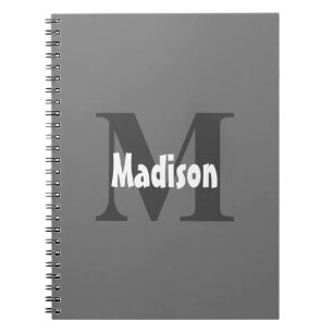 Monograms Name Wedding Gift Party Favour Grey Notebook