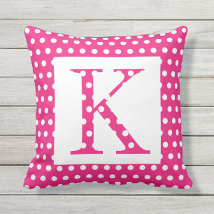 Monograms Pink White Polka Dots Colourful Unique Cushion