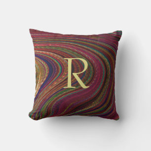 Monograms Red Waves Abstract Patterns Swirls Cute Cushion