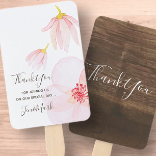 Monograms Watercolor Flowers. Spring Wedding Party Hand Fan