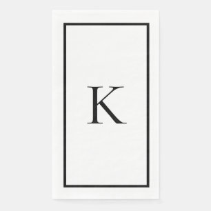 Monograms Wedding Bridal Shower Name Black White Napkin