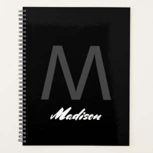 Monograms Wedding Gift Favour Elegant Custom Black Planner