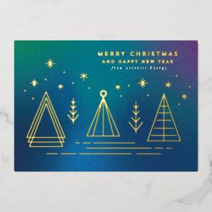 Monoline Christmas Trees Flat Foil Holiday Card