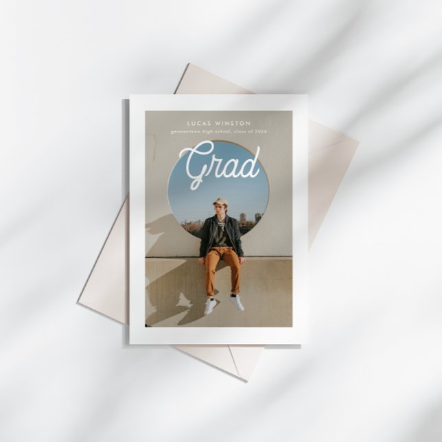Monoline Script Photo Graduation Announcement (Creator Uploaded)