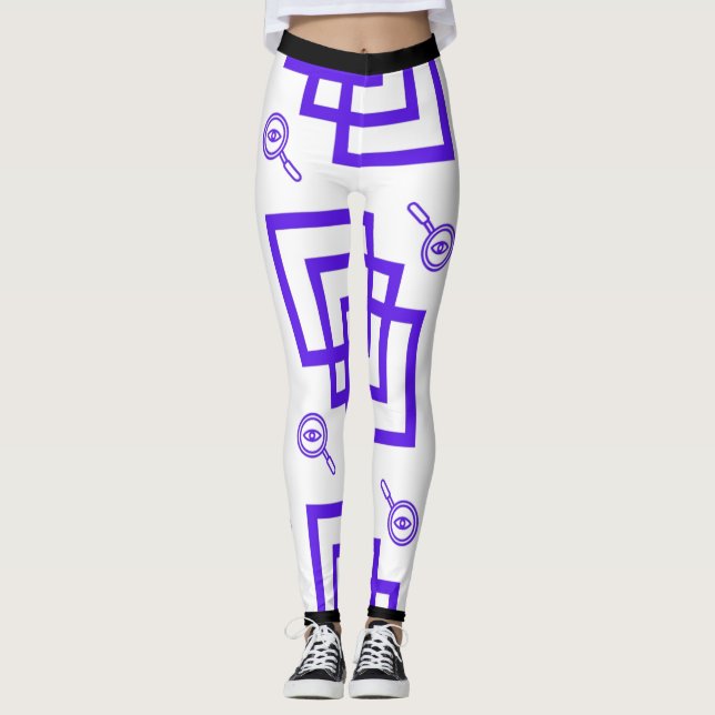 Monoline Search Icon Leggings – Modern Minimalist  (Front)
