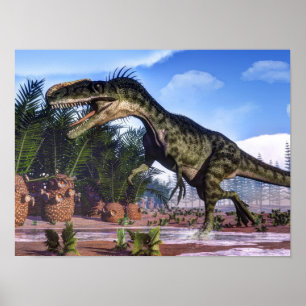 Monolophosaurus dinosaur - 3D render Poster