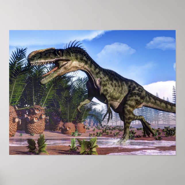 Monolophosaurus dinosaur - 3D render Poster (Front)