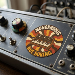Monophonic, Not Boring – Funny Synth Nerd Classic Round Sticker