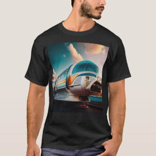 Monorail Mid Century Retro Futurism Futuristic Sur T-Shirt