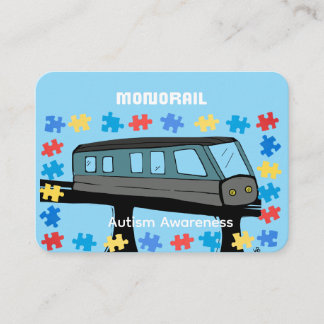 Monorail train car coaster autism puzzle business card