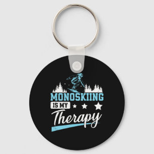 Monoskiing Is My Therapy Funny Monoski Skier Key Ring
