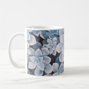 Monotone Blue Succulent Mug