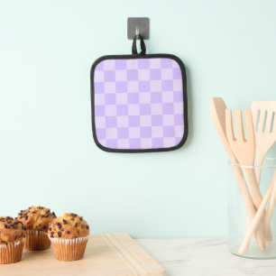 Monotone Lavender Chequered Pattern Pot Holder