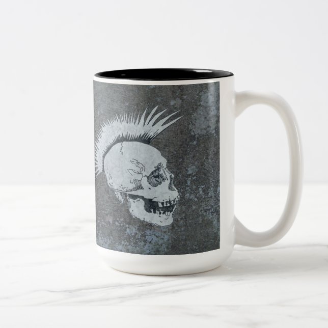 Monotone Mug Featuring Twin Skulls (Right)