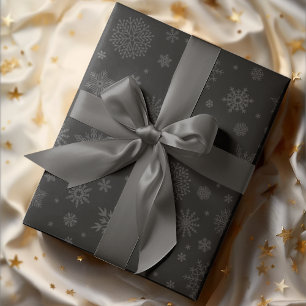 Monotone Winter Snowflake Charcoal Wrapping Paper