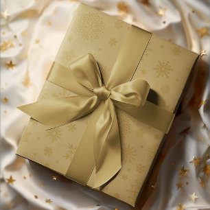 Monotone Winter Snowflake Gold Wrapping Paper
