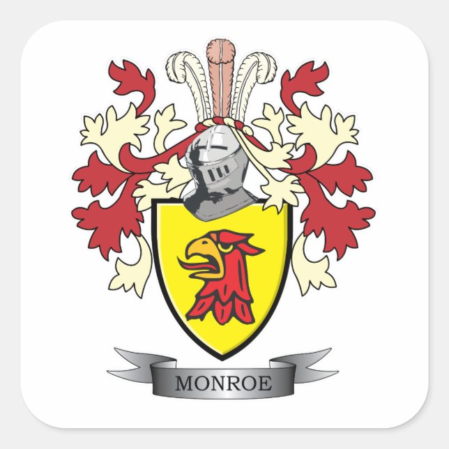 Monroe Family Crest Coat of Arms Square Sticker (Front)