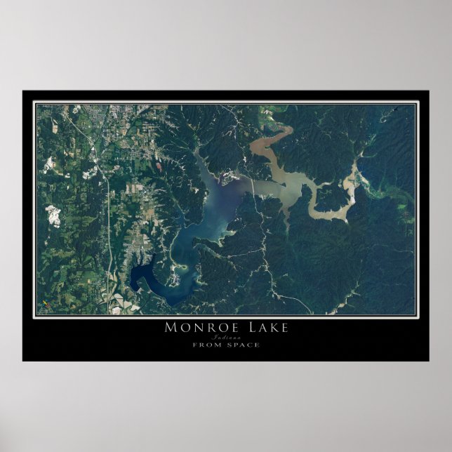 Monroe Lake Indiana Satellite Poster Map (Front)