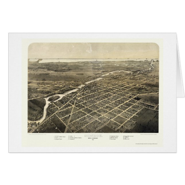 Monroe, MI Panoramic Map - 1866 (Front Horizontal)