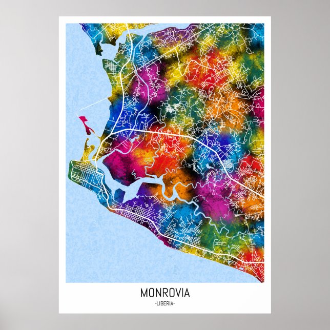 Monrovia Liberia City Map Poster (Front)