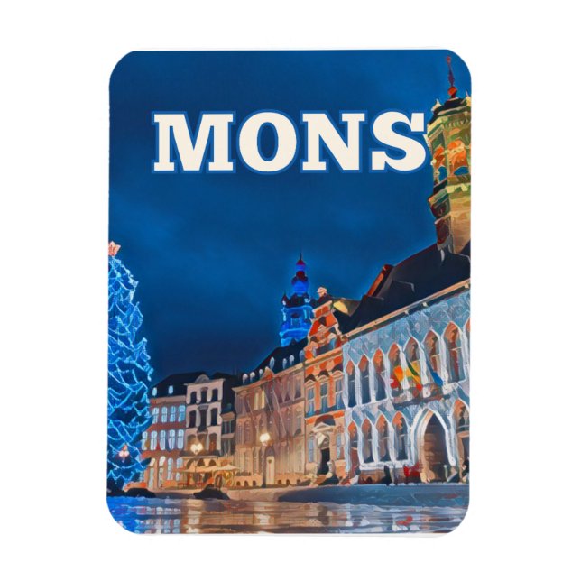 Mons Belgium Photo Vintage Magnet (Vertical)