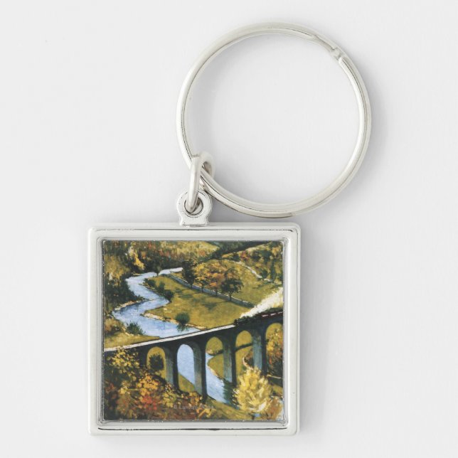 Monsal Dale, Train and Viaduct British Rail Key Ring (Front)