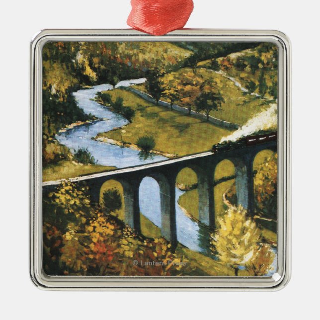 Monsal Dale, Train and Viaduct British Rail Metal Ornament (Front)