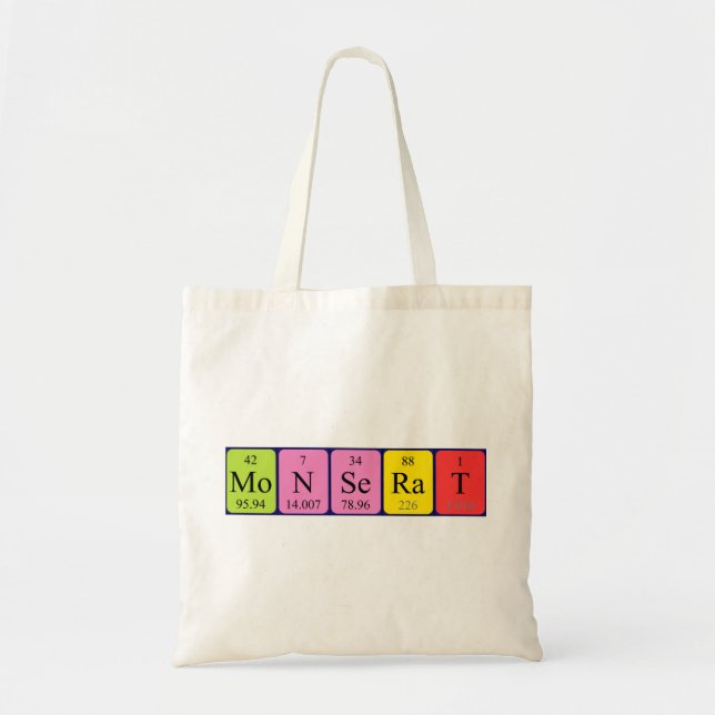 Monserat periodic table name tote bag (Front)