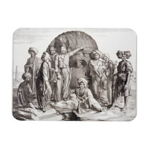 Monsieur Drovetti and his followers using a plumb Magnet
