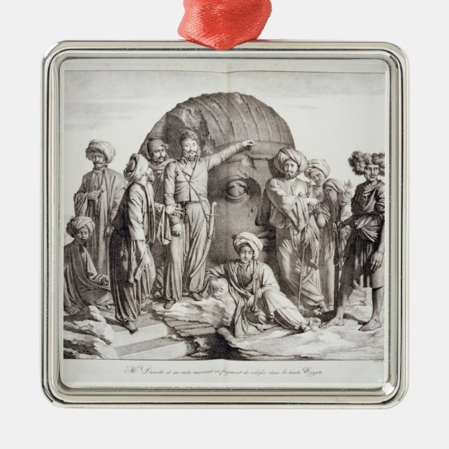 Monsieur Drovetti and his followers using a plumb Metal Ornament (Front)