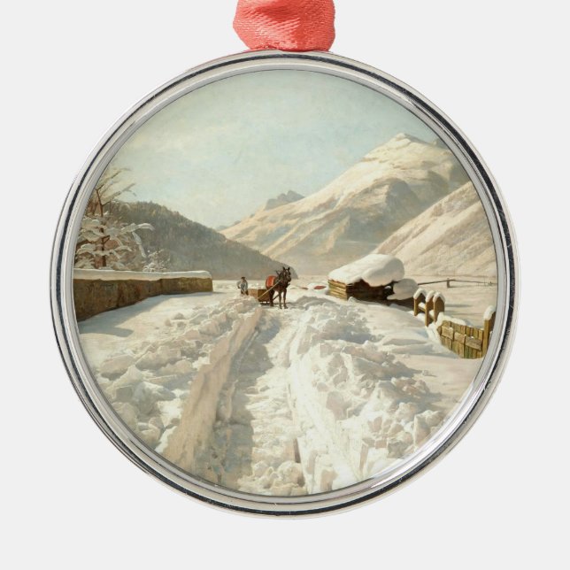 Monsted - Winter in Ponte-Campovasto, Switzerland Metal Ornament (Front)