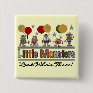Monster 3rd Birthday Tshirts and Gifts 15 Cm Square Badge