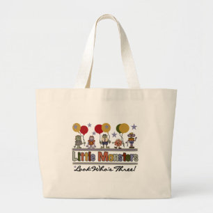 Monster 3rd Birthday Tshirts and Gifts Large Tote Bag
