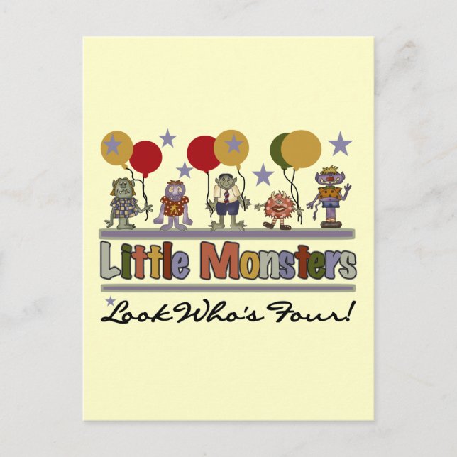 Monster 4th Birthday Tshirts and Gifts Postcard (Front)