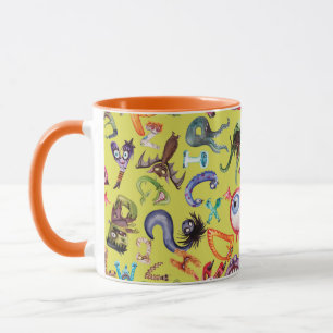 Monster alphabet kid's pattern mug