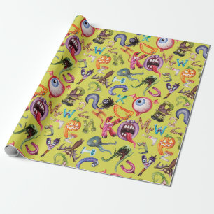 Monster alphabet kid's pattern wrapping paper