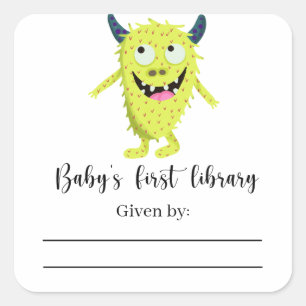 Monster - Baby Shower bookplate, books for baby Square Sticker