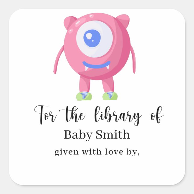 Monster - Baby Shower Library Square Sticker (Front)